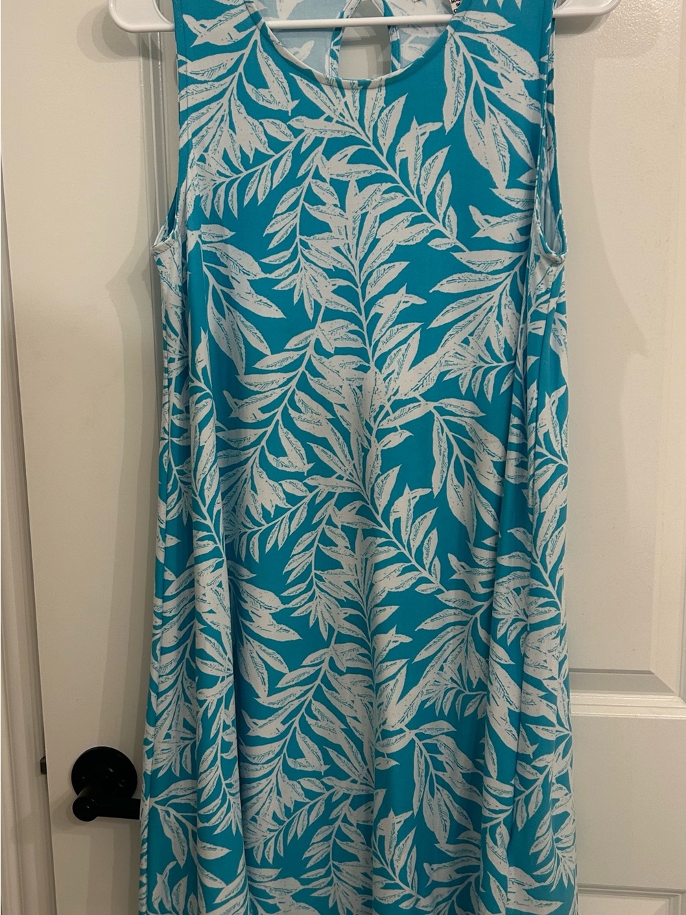 Women's Turquoise Leaf Print Dress